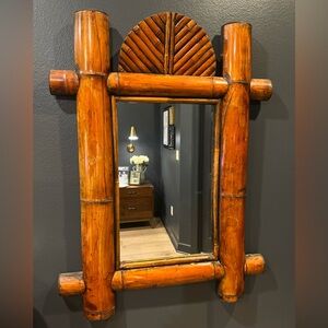 Antique Vintage Tropical Bamboo Mirror